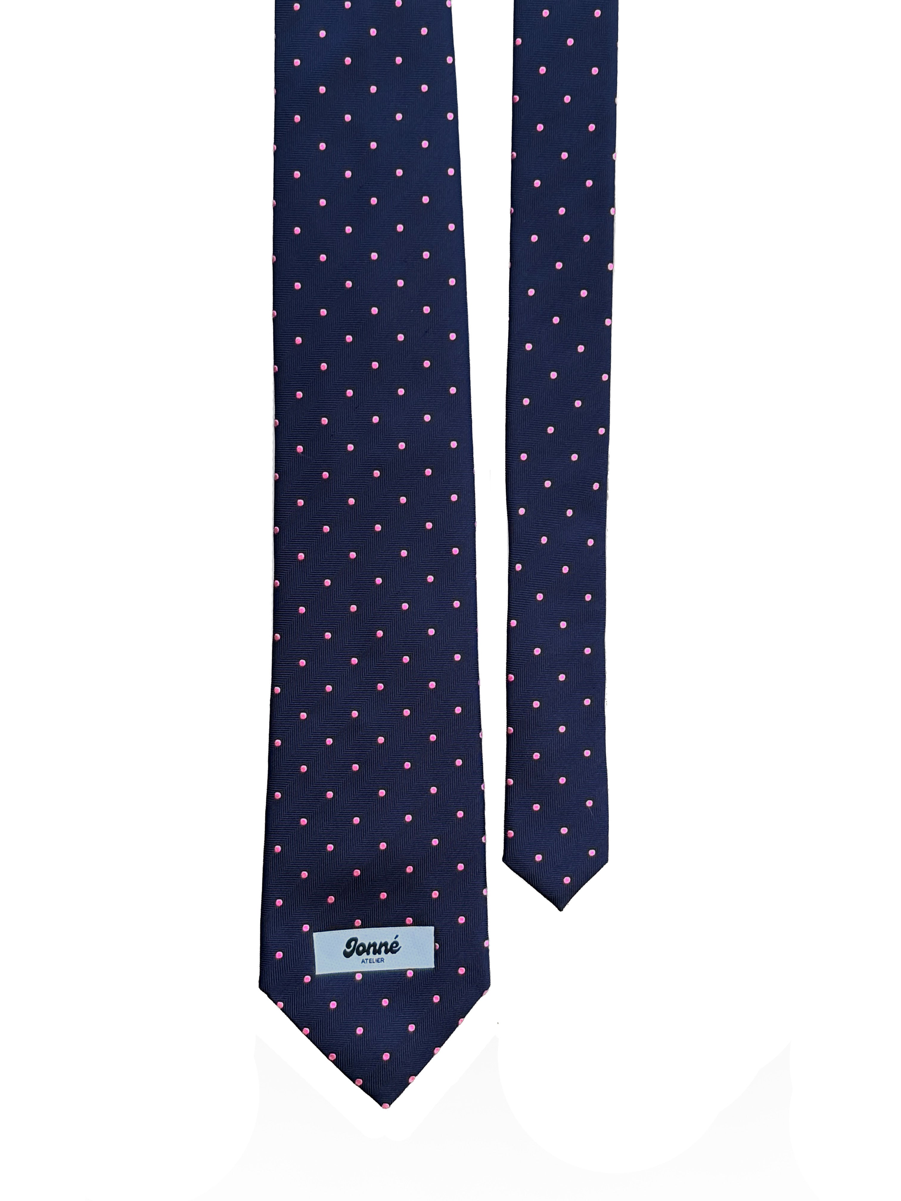 JONNÉ STROPDAS - NAVY BLUE & PINK POLKA DOT